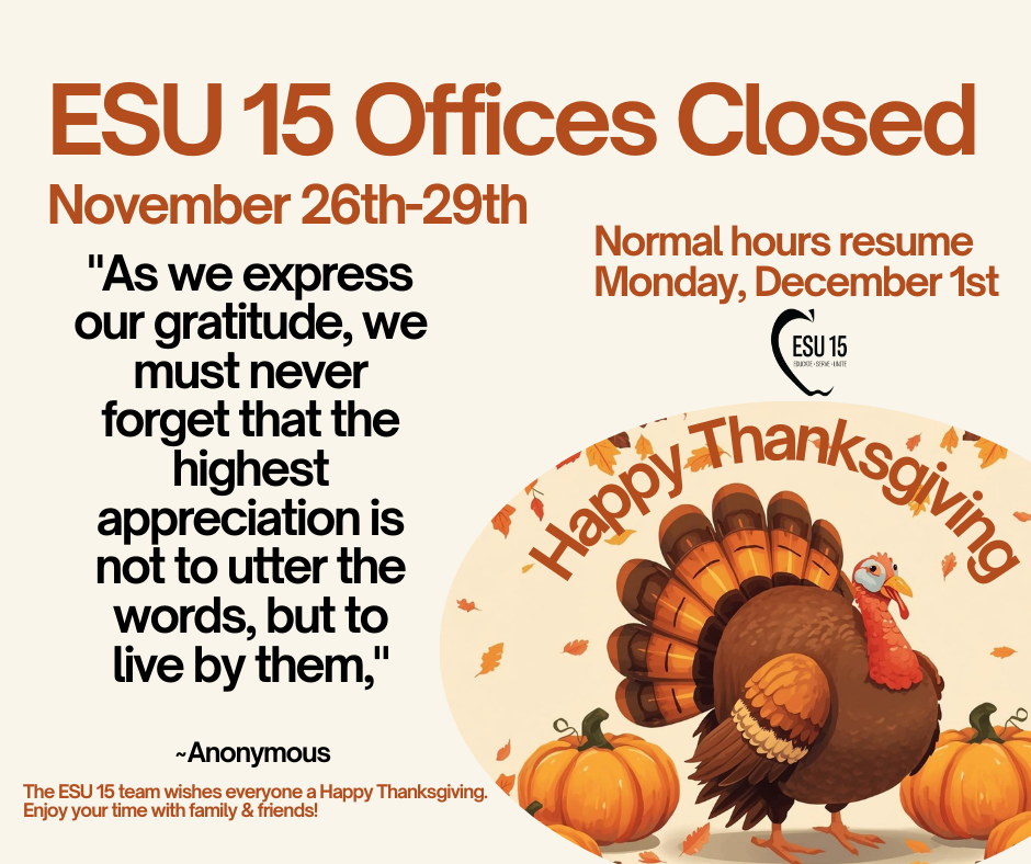 Happy Thanksgiving from the ESU 15 Team!